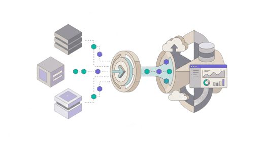 Diagramma di integrazione REST API che illustra l'acquisizione automatizzata dei dati in DataHub