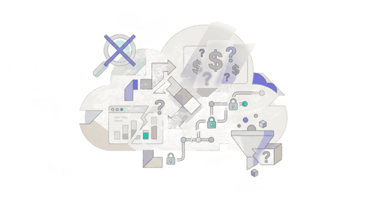 Diagramma che mostra dati di costo frammentati tra cloud provider
