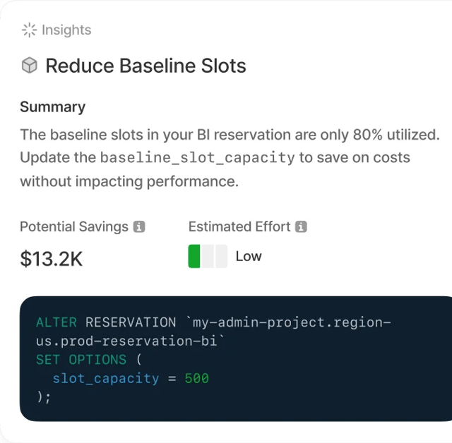 SELECT insights engine surfacing BigQuery optimization opportunities