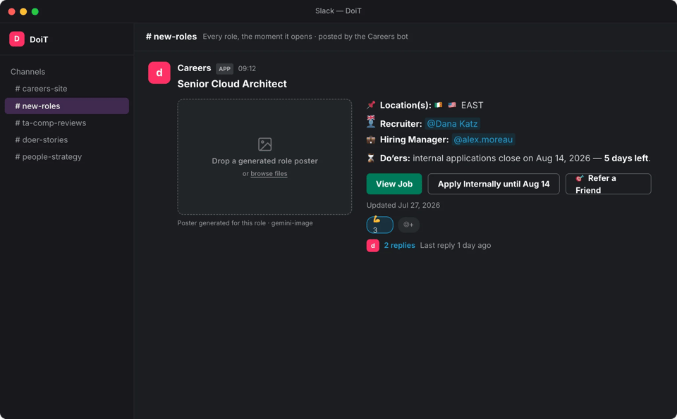 Slack announcements