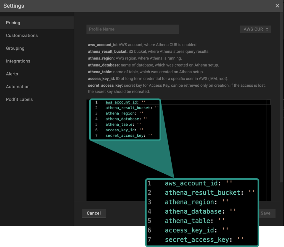 PerfectScale AWS CUR integration