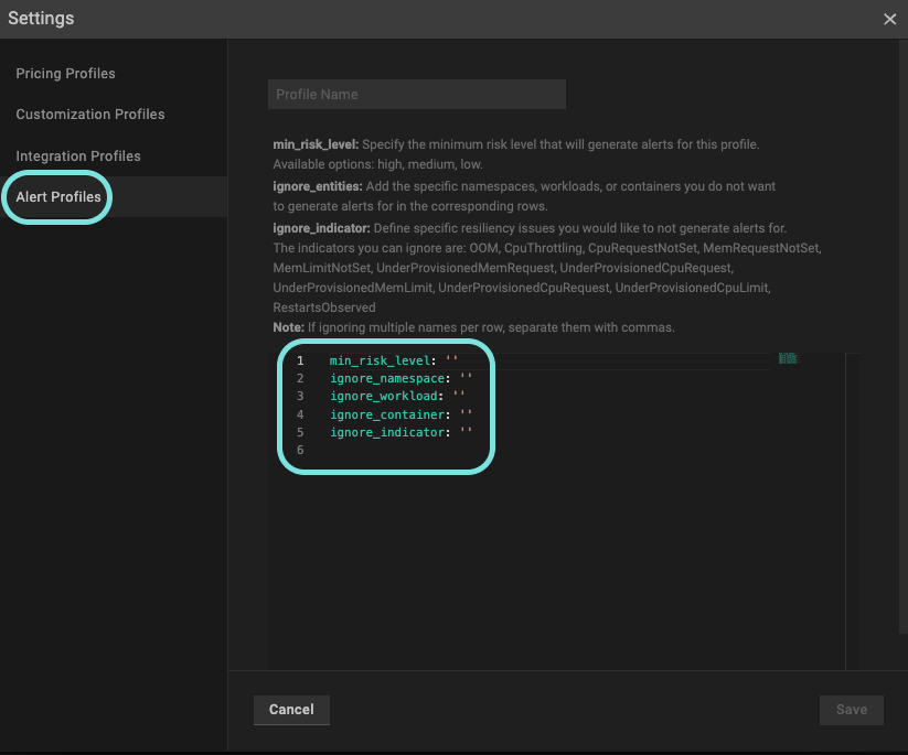 Alert Customization