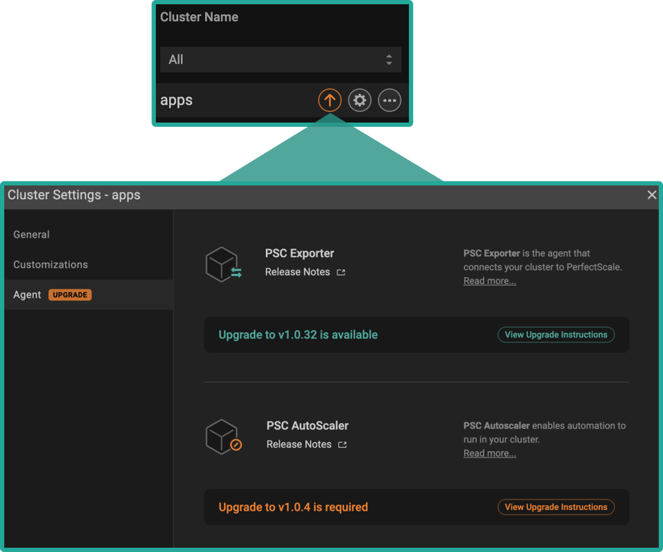 PerfectScale Agent Status Updates