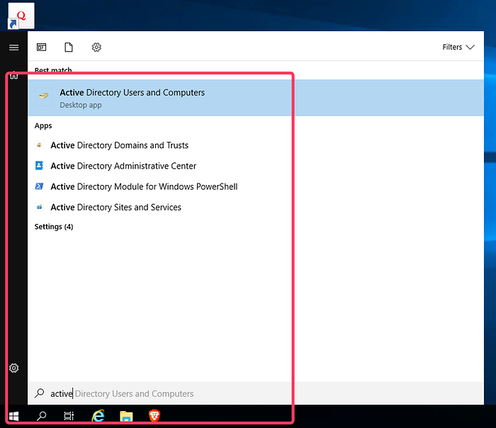 Search for Active Directory Users and Computers