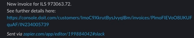 New invoice alert in slack