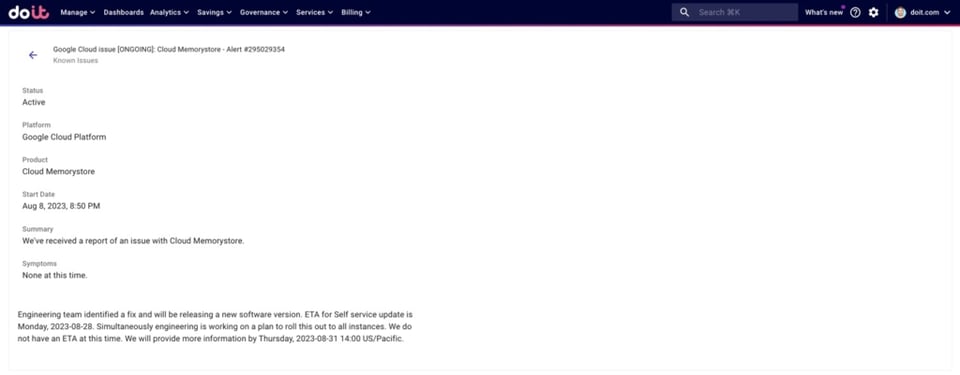 An example of a cloud incident