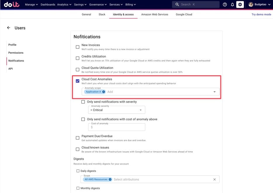 Subscribing to anomaly alerts for a specific Attribution