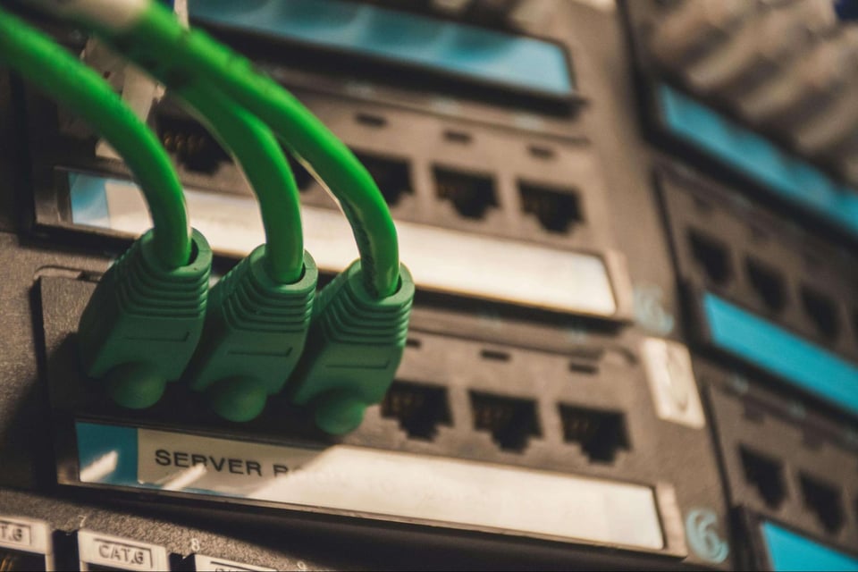 Server rack with cables