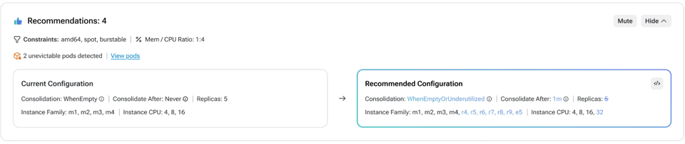 Karpenter recommendations