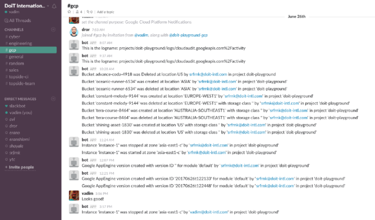 slack gcp integration