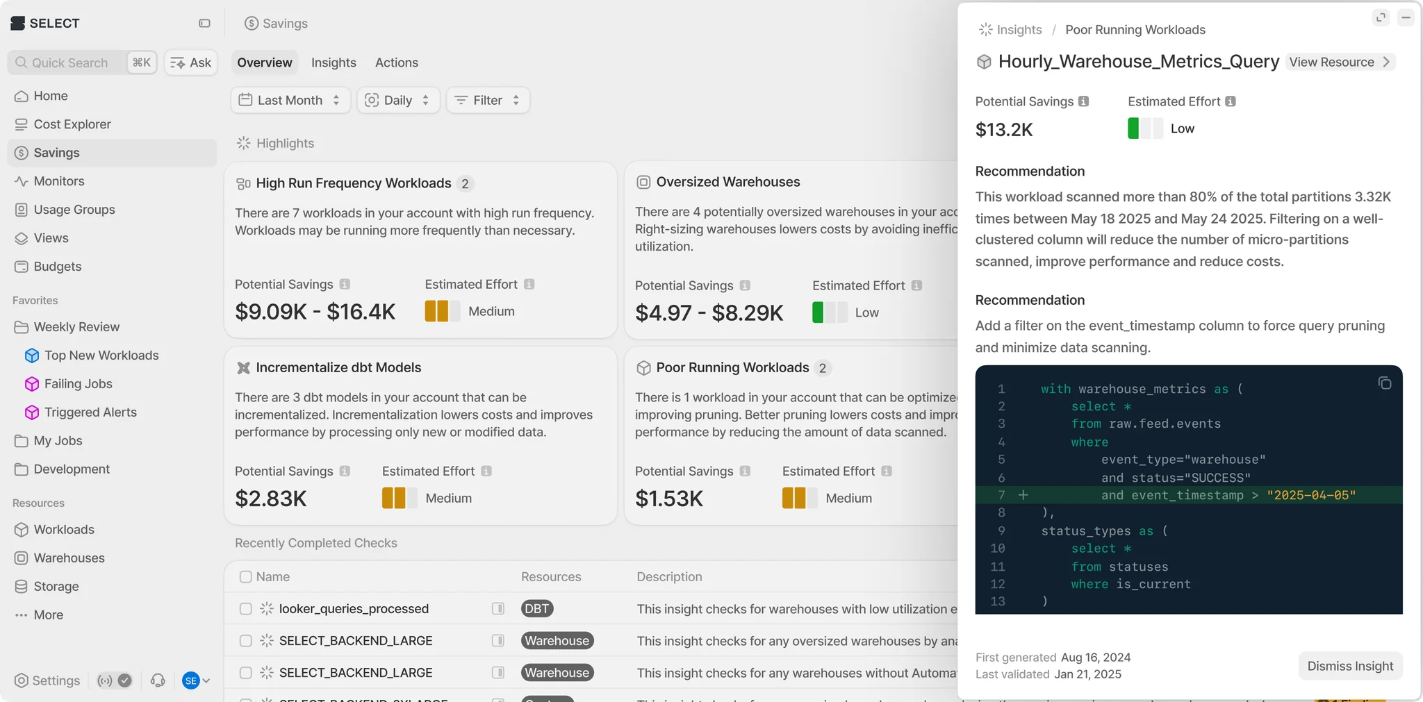 Snowflake cost optimization