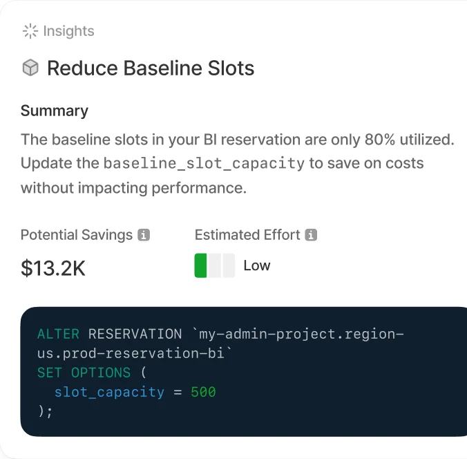 SELECT insights engine surfacing BigQuery optimization opportunities